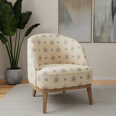 Charlotte Ornamental Upholstery Fabric with Intricate Floral Medallion and Damask-Inspired Designs