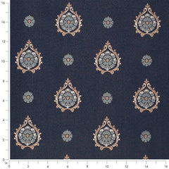 Charlotte Ornamental Upholstery Fabric with Intricate Floral Medallion and Damask-Inspired Designs