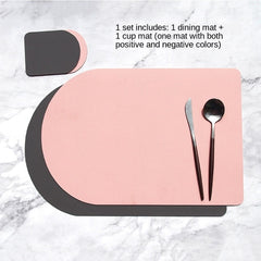 Dual Side 2 Color  Tableware Pad Placemat PU Leather Table Mat Heat Insulation Non-Slip Placemats Bowl Coaster Kitchen