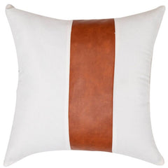 Japanese-style Faux Leather And Cotton Throw Pillow Covers