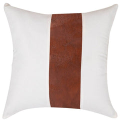 Japanese-style Faux Leather And Cotton Throw Pillow Covers