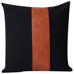 Japanese-style Faux Leather And Cotton Throw Pillow Covers