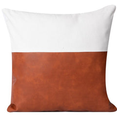 Japanese-style Faux Leather And Cotton Throw Pillow Covers