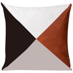 Japanese-style Faux Leather And Cotton Throw Pillow Covers