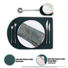 Dual Side 2 Color  Tableware Pad Placemat PU Leather Table Mat Heat Insulation Non-Slip Placemats Bowl Coaster Kitchen