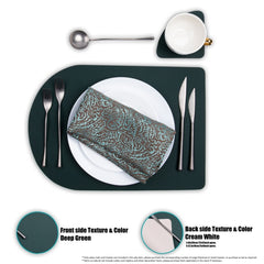 Dual Side 2 Color  Tableware Pad Placemat PU Leather Table Mat Heat Insulation Non-Slip Placemats Bowl Coaster Kitchen