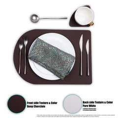 Dual Side 2 Color  Tableware Pad Placemat PU Leather Table Mat Heat Insulation Non-Slip Placemats Bowl Coaster Kitchen