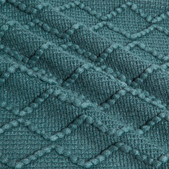 Nordic Diamond Knitted Throw Blanket with Tassels