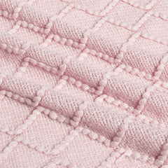 Nordic Diamond Knitted Throw Blanket with Tassels
