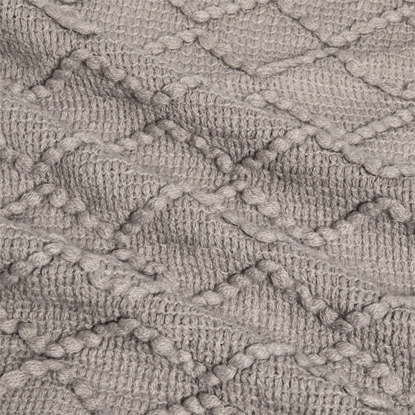 Nordic Diamond Knitted Throw Blanket with Tassels