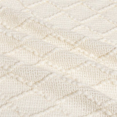 Nordic Diamond Knitted Throw Blanket with Tassels