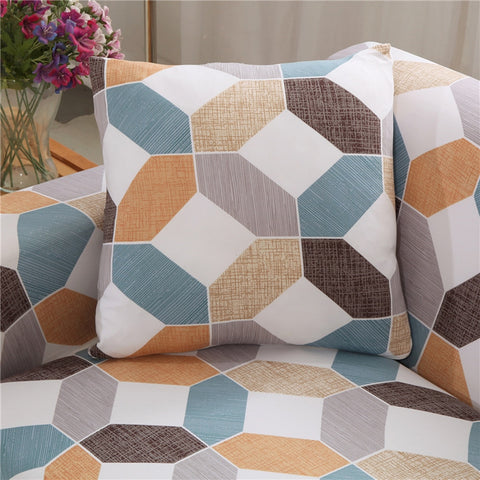 Geometric Pattern & Flower Print Throw Pillow Cushion Covers