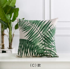 Green Tropical Leaves Printed Throw Pillow Cushion Cover