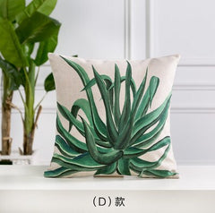 Green Tropical Leaves Printed Throw Pillow Cushion Cover