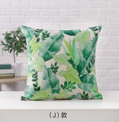 Green Tropical Leaves Printed Throw Pillow Cushion Cover