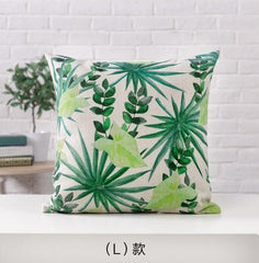 Green Tropical Leaves Printed Throw Pillow Cushion Cover