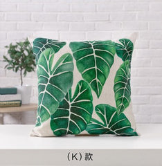 Green Tropical Leaves Printed Throw Pillow Cushion Cover
