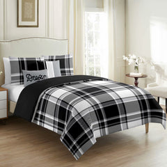 Windowpane Print Cotton Bedding Set - 5 Pieces