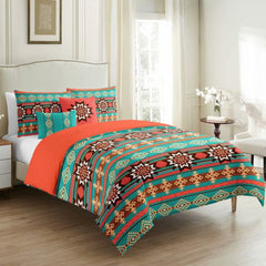 Windowpane Print Cotton Bedding Set - 5 Pieces