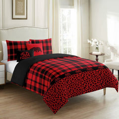 Windowpane Print Cotton Bedding Set - 5 Pieces