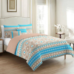 Windowpane Print Cotton Bedding Set - 5 Pieces