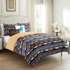 Windowpane Print Cotton Bedding Set - 5 Pieces