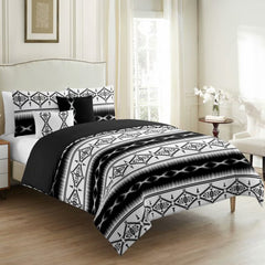 Windowpane Print Cotton Bedding Set - 5 Pieces