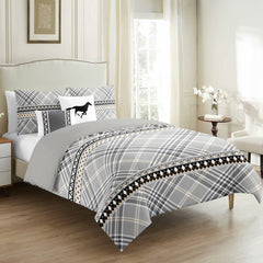 Windowpane Print Cotton Bedding Set - 5 Pieces