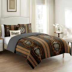 Windowpane Print Cotton Bedding Set - 5 Pieces