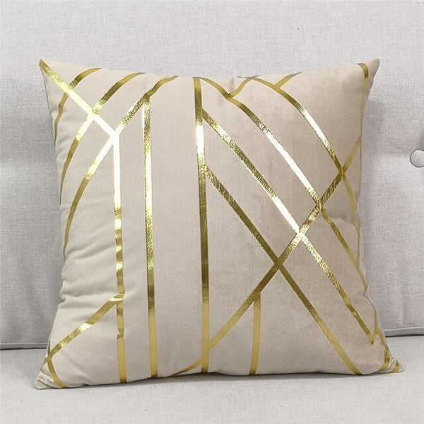 Gold-accented Velvet Throw Pillow Cushion Covers
