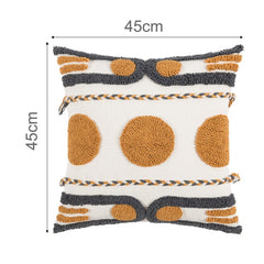 Boho Style Brown & White Tufted Throw Pillow Cushion Cover