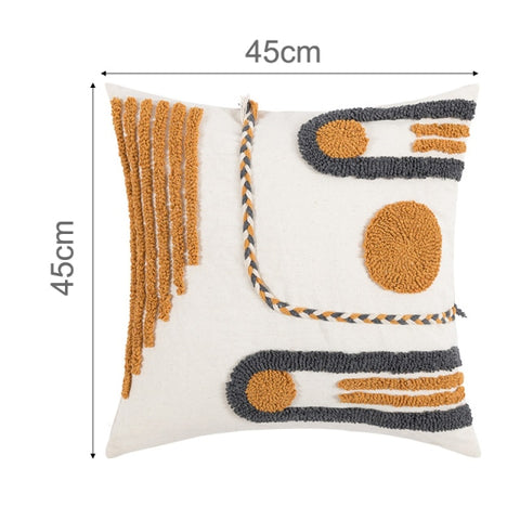Boho Style Brown & White Tufted Throw Pillow Cushion Cover