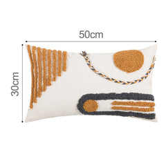 Boho Style Brown & White Tufted Throw Pillow Cushion Cover