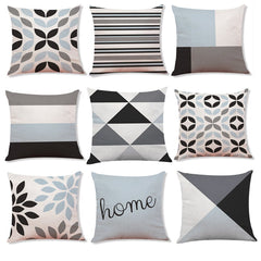 Calming Geometric Print Linen Throw Pillow Cover