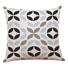 Calming Geometric Print Linen Throw Pillow Cover