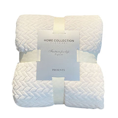 Solid Herringbone Fleece Throw Blanket