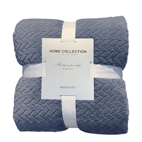 Solid Herringbone Fleece Throw Blanket
