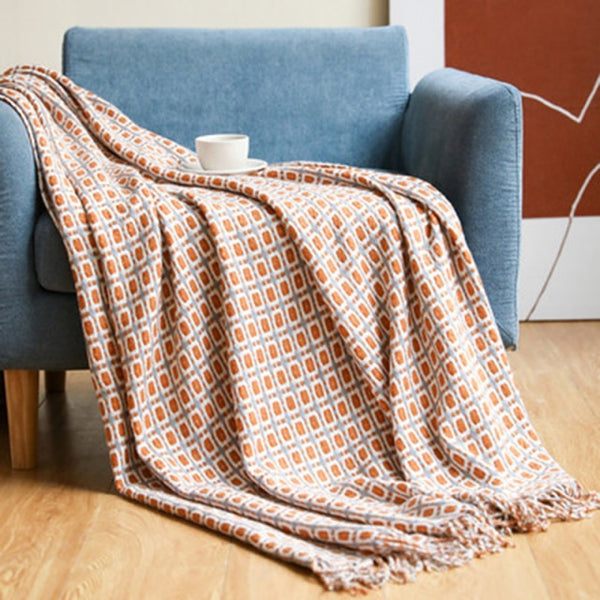 Gingham style Knitted Throw Blanket in 3 colors