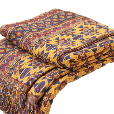 Southwestern Throw Blanket with Tassels - 100% Cotton