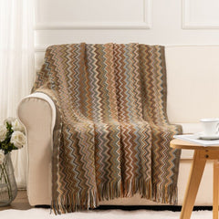 Battilo Knit Stripe Throw Blanket with Tassels