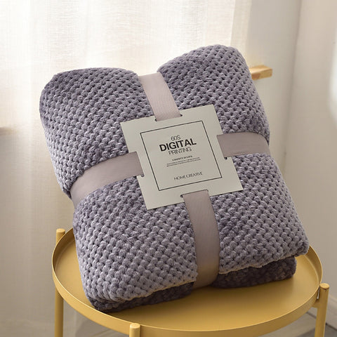 Waffle Pattern Plush Throw Blanket