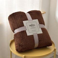 Waffle Pattern Plush Throw Blanket