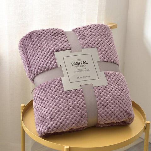 Waffle Pattern Plush Throw Blanket