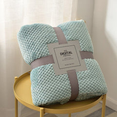 Waffle Pattern Plush Throw Blanket