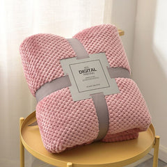 Waffle Pattern Plush Throw Blanket