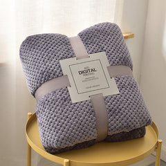 Waffle Pattern Plush Throw Blanket