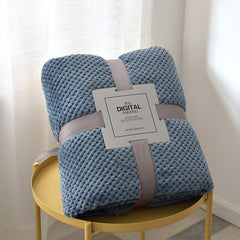 Waffle Pattern Plush Throw Blanket